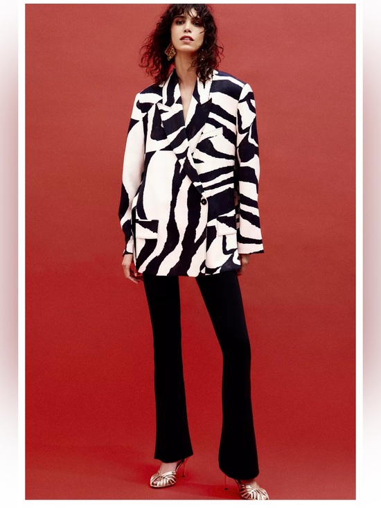Zara Jackets & Blazers - Zara Black and White Zebra-Print Blazer